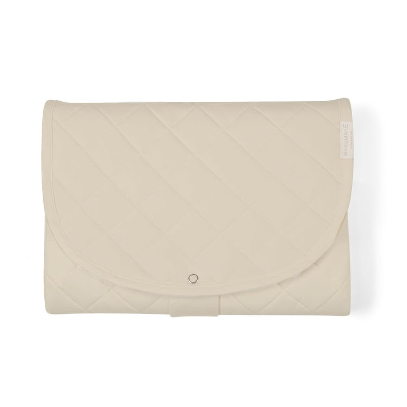 MakeMake Organics Organic Portable Changing Pad GOTS Certified Organic Cotton Fill Portable Diaper Changing Mat Diaper Clutch Changing Station Kit Compact Travel Pad (33"x34", Solid Oat) - Image 1